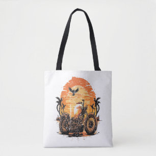 Bolsa Tote Atordoamento do Sunset Clássico de Motocicleta Ret