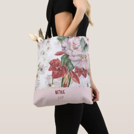 Bolsa Tote Atraente personalizado grande floral burgundy 