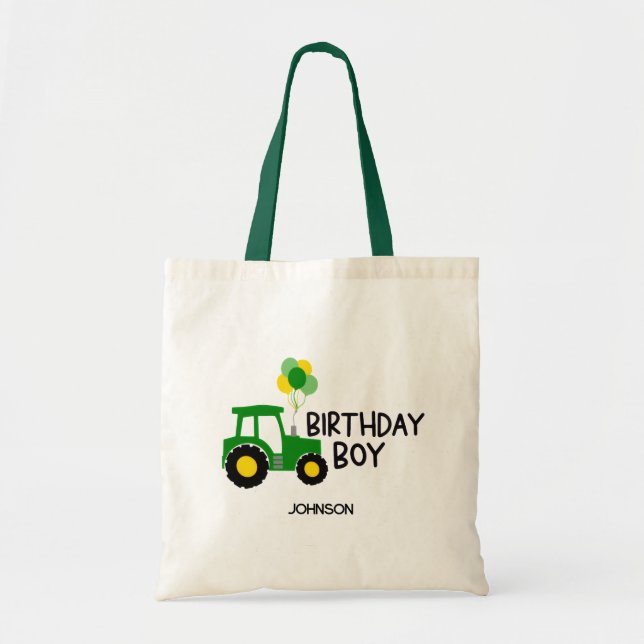 Bolsa Tote Atrator de menino de aniversário (Frente)