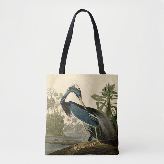 Bolsa Tote Audubon Garça da Louisiana Pássaros América Arte (Frente)