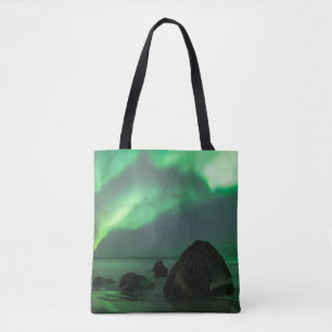 Bolsa Tote Aurora Boreal   Praia Lofoten Noruega