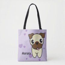 Aurora Fashionably bonito o Pug Purple Heart