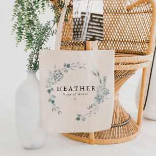 Bolsa Tote AUSHA Elegante Floral Azul Poeirento de Noiva Dama