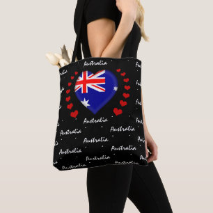 Bolsa Tote Austrália Flag & Heart, Aussie Flag fashion /spor
