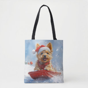 Bolsa Tote Australian Terrier em Trenó Deixe Nevar Natal