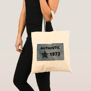Bolsa Tote Autêntico aniversário de 1973 Vintage com Grunge S