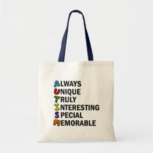 Bolsa Tote Autism Awareness Acrostic Cute Rainbow Word Poem