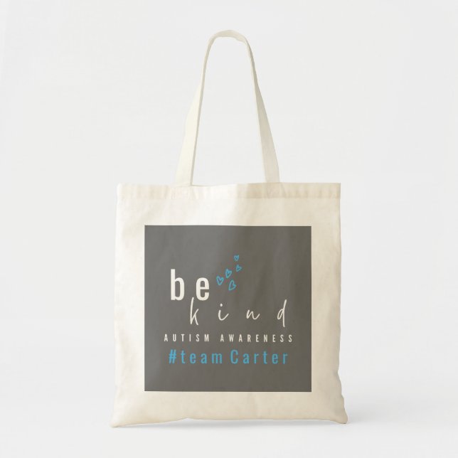 Bolsa Tote autism awareness be kind blue team name  (Frente)