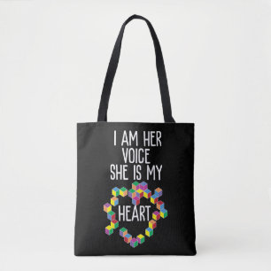 Bolsa Tote Autismo Eu Sou A Voz Dela Ela É A Minha Consciên