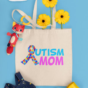 Bolsa Tote Autismo Mãe Dia de as mães Azul Cor-de-Rosa
