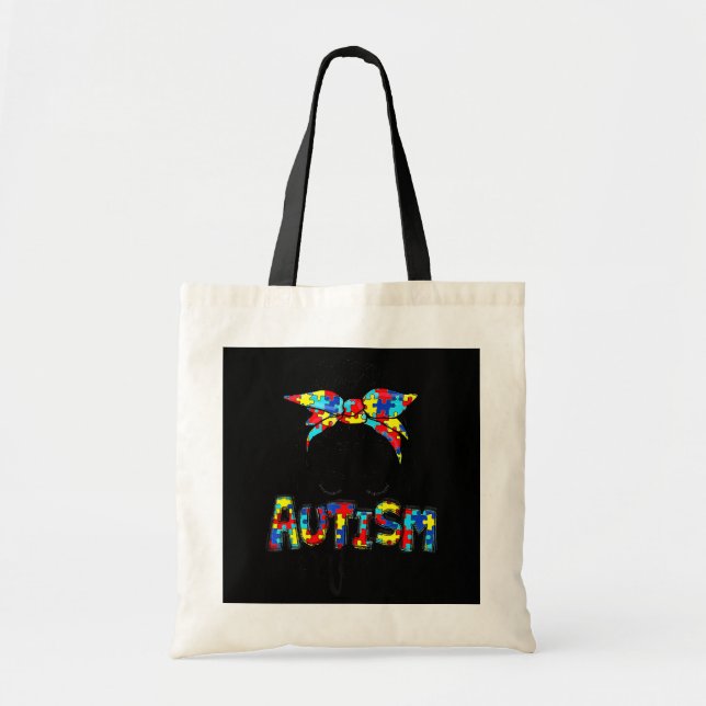 Bolsa Tote Autismo Mãe Mensagem Cabelo Arroado Autismo Quebra (Frente)