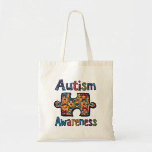 Bolsa Tote Autismo Mamãe Quebra-cabeça Piece Coquette Arco Fr