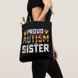 Bolsa Tote Autismo Orgulhoso Consciência Irmã Família Autista