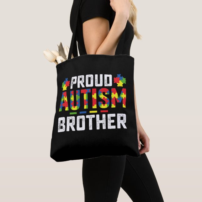 Bolsa Tote Autismo Orgulhoso Irmão Consciência Autista Famíli (Close Up)