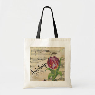 Bolsa Tote Autoharp Elegante Tulip Vintage Sheet Music