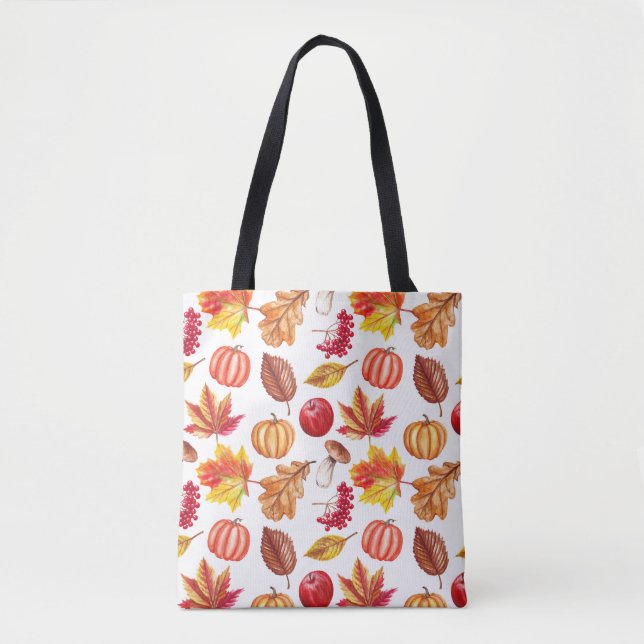 Bolsa Tote Autumn Botanic Seamless: Elegância Floral. (Frente)