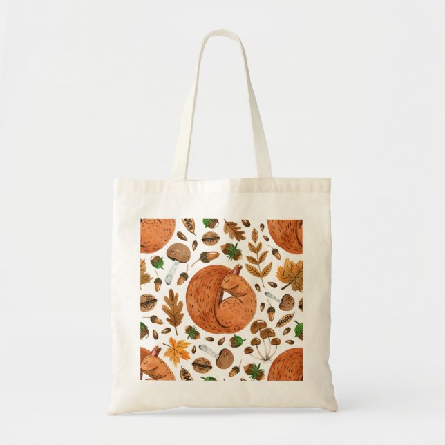 Bolsa Tote Autumn Dreams: Watercolor Squirrel Haven (Frente)