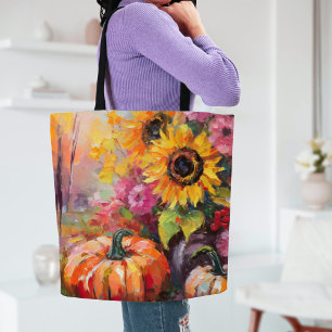 Bolsa Tote Autumn Floral e Pumpkins