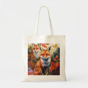 Bolsa Tote Autumn Foxes Watercolor