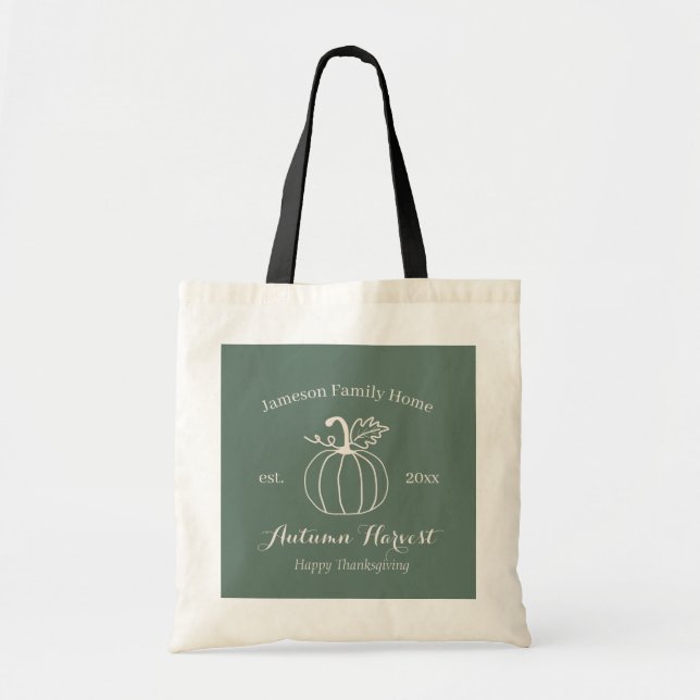 Bolsa Tote Autumn Harvest Pumpkin Family Home (Frente)