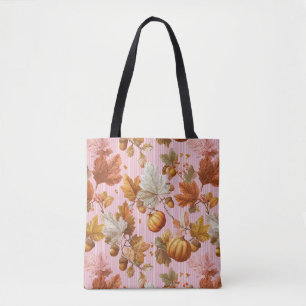 Bolsa Tote Autumn Leaves & Pumpkins Sem Olhos Padrão