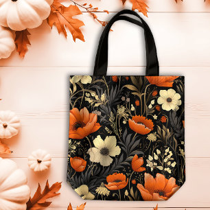 Bolsa Tote Autumn Orange and Cream Bold Blooms