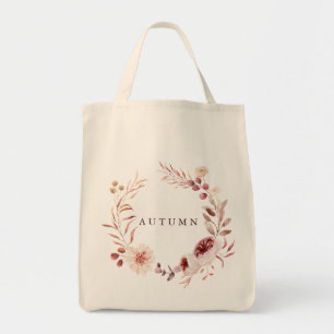 Bolsa Tote Autumn Romance Floral Wreath Personalize Grocería