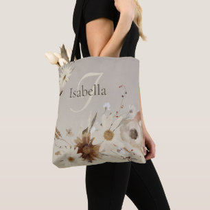 Bolsa Tote Autumn Watercolor Floral Monograma