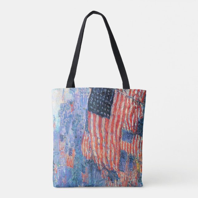 Bolsa Tote Avenida na Chuva de Frederick Childe Hassam (Verso)