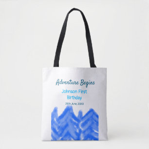 Bolsa Tote Aventura Azul Aqua inicia montanha primeiro aniver