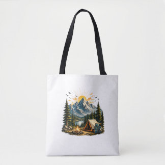 Bolsa Tote Aventura de Acampamento na Montanha Pôr do Sol Nat