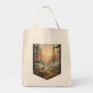 Bolsa Tote Aventura de Animais da Floresta ao Pôr do Sol