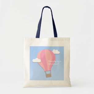Bolsa Tote Aventura de Balão de Ar Quente Rosa Entre as Nuven