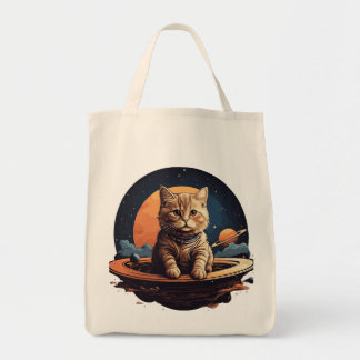 Bolsa Tote Aventura de Gato Cósmico: Saco de Tota de Saturno