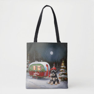 Bolsa Tote Aventura de Natal da Caravana do Schnauzer de Inve