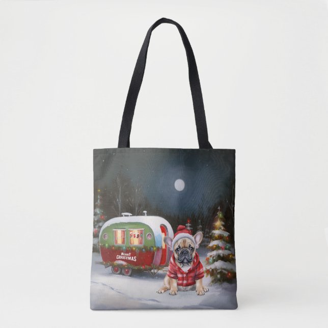 Bolsa Tote Aventura de Natal do Winter French Buldogue Carava (Frente)