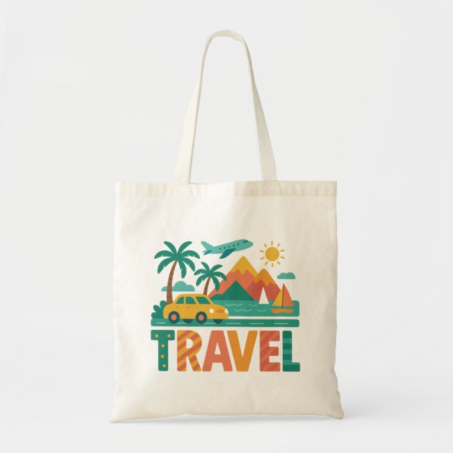 Bolsa Tote Aventura de Viagem Colorida (Frente)