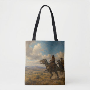 Bolsa Tote Aventura Épica de Dinossauros no Velho Oeste