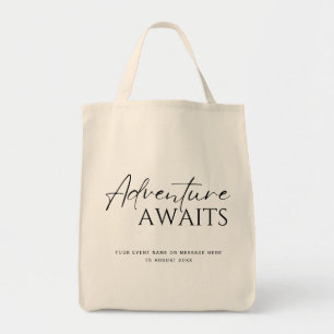 Bolsa Tote Aventura espera, preto e branco personalizado
