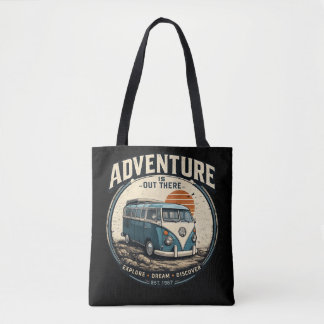 Bolsa Tote Aventura Está Lá Fora – Gráfico de Caravana Retro