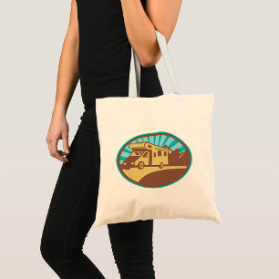 Bolsa Tote Aventura Retro de Caravana de Camping na Montanha