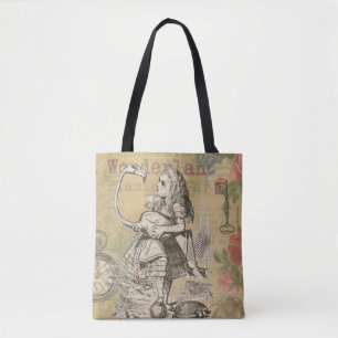 Bolsa Tote Aventuras de Alice no País das Maravilhas Flamingo
