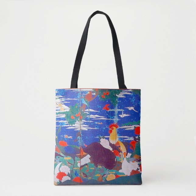Bolsa Tote Aves, Animais e Plantas Flores (Esquerda) Jacuchu (Frente)