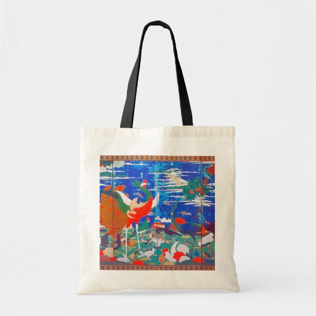 Bolsa Tote Aves, Animais e Plantas Flores (Esquerda) Jacuchu (Frente)
