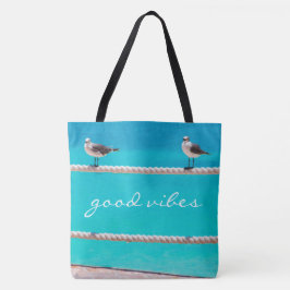 Bolsa Tote Aves de Caivota Turquoise Ocean Foto Boas Víblias