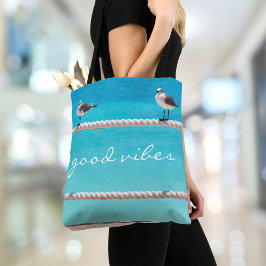 Bolsa Tote Aves de Caivota Turquoise Ocean Foto Boas Víblias