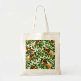 Bolsa Tote Aves do Paraíso na Botânica da Vegetação Tropical