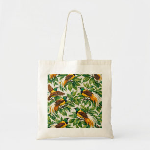 Bolsa Tote Aves do Paraíso na Botânica da Vegetação Tropical