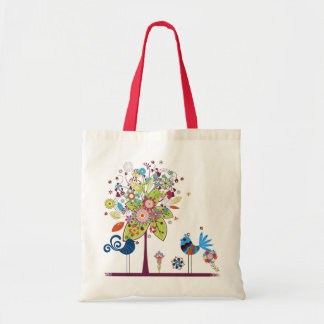 Bolsa Tote Aves e árvores