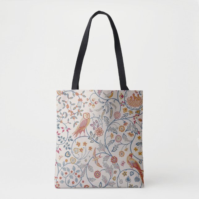 Bolsa Tote Aves e Flores, William Morris (Frente)